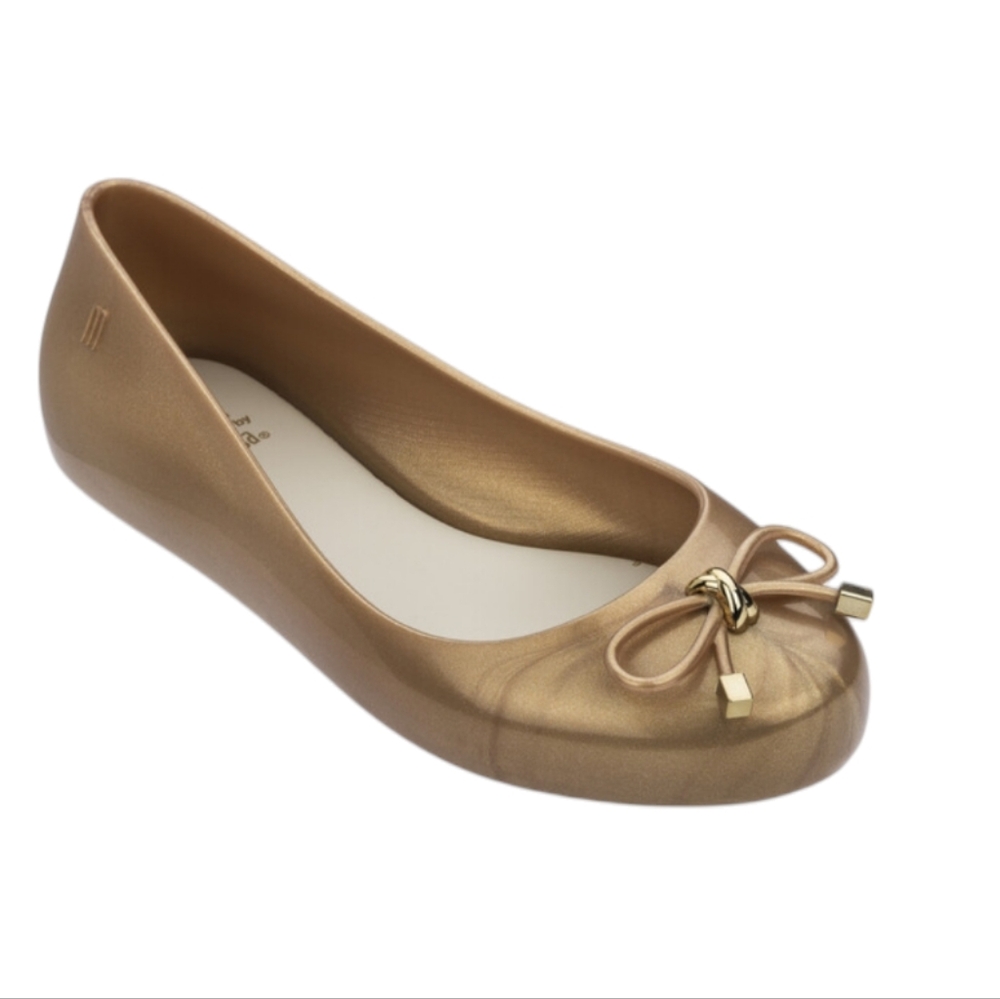 Mel by Mini Melissa Sweet Love IV Gold Ballet Bow Flat